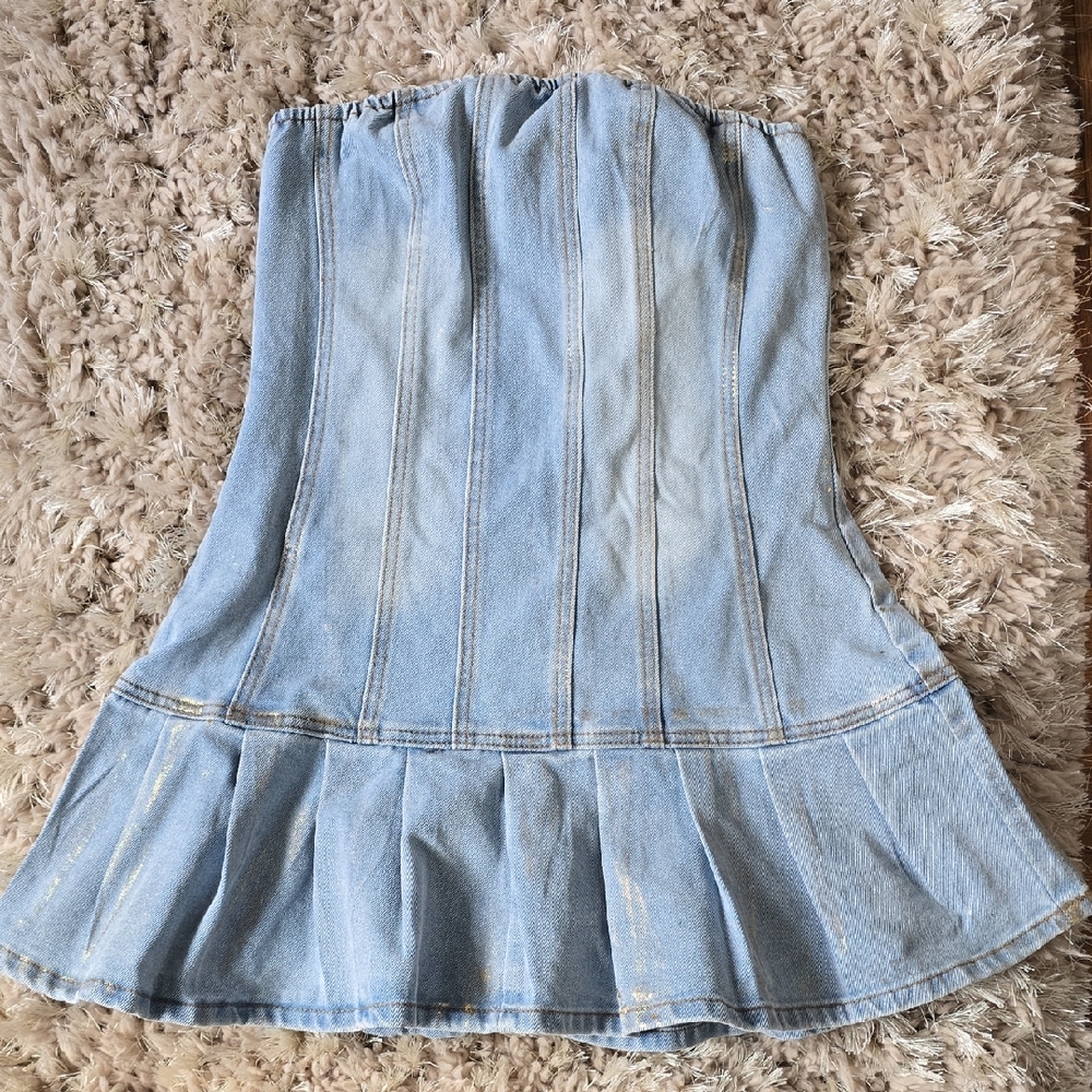 Fashion Nova Light Blue Strapless Dress